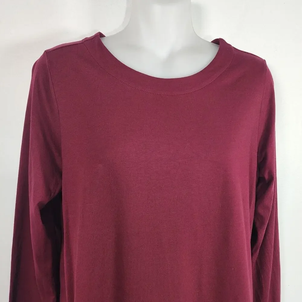 J. Jill Women Luxe Supima Forward Seam Tunic Top S Petite Bordeaux Knit Pullover